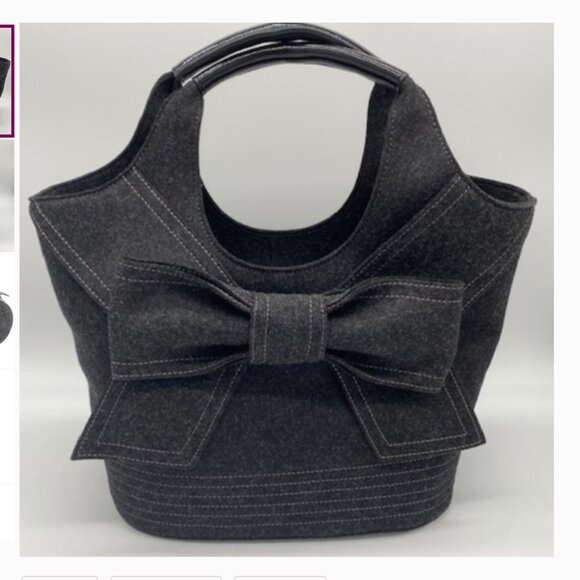 Kate Spade Walker Charcoal Wool Tate Handbag~Rare~Vintage~Classic - Picture 6 of 9